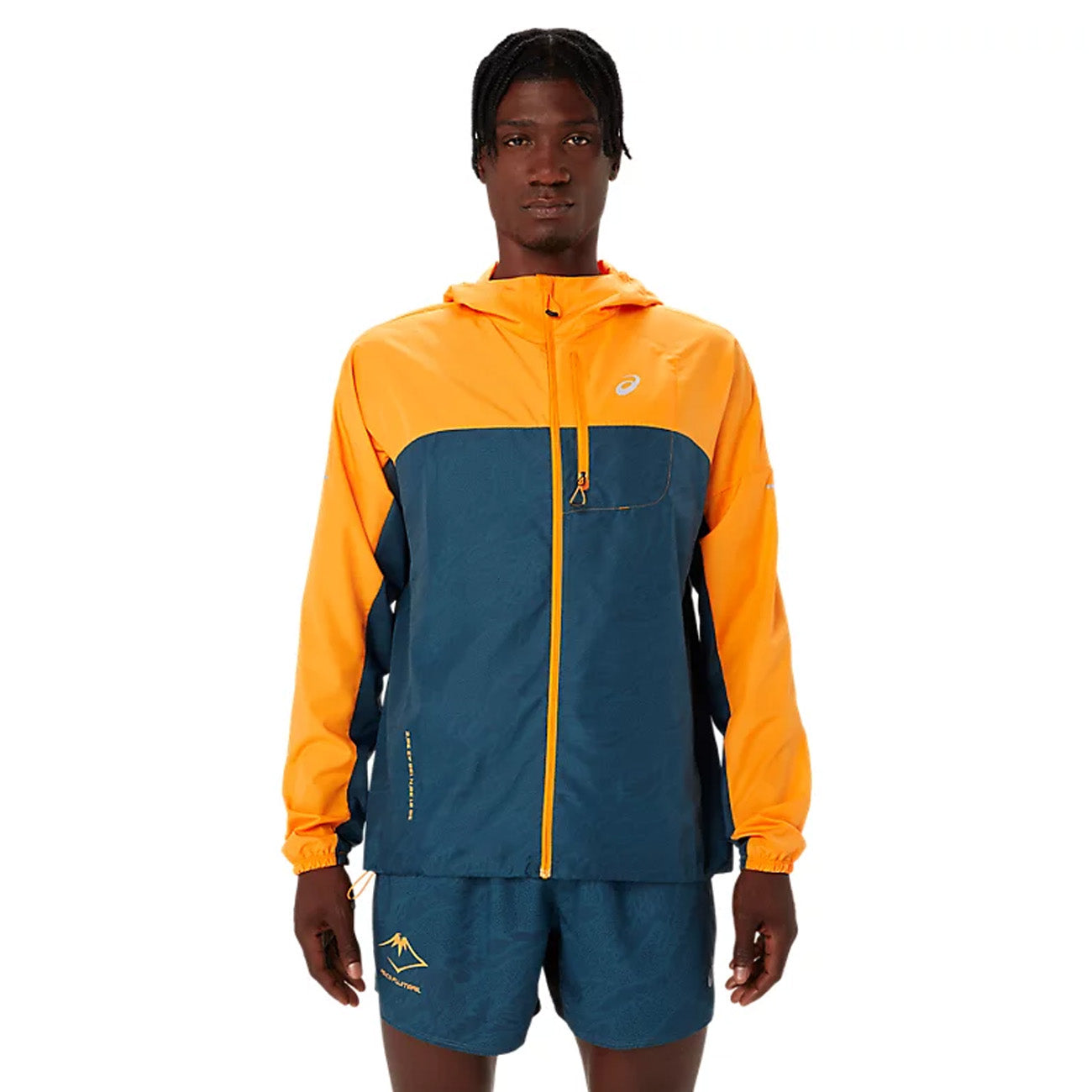 Asics Fujitrail Packable Windbreaker Herren Fellow Yellow Magnetic Blue