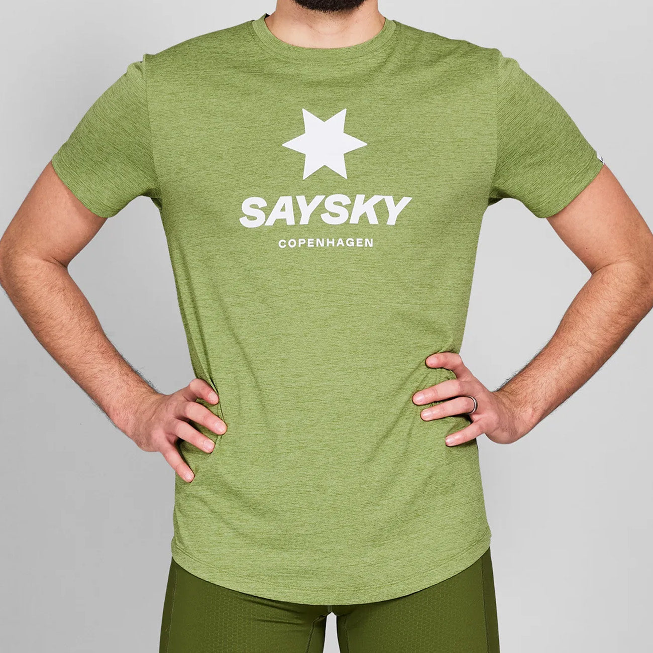 Saysky Logo Combat Pro T-Shirt Green Melange