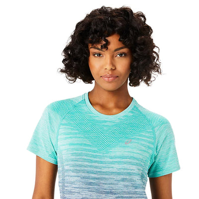 Asics Seamless SS Top Damen Aurora Green Blue Expanse